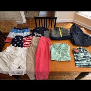 Boys clothes size medium or 10/12
Vineyard vines
Johnny O
LL bean 
Adidas